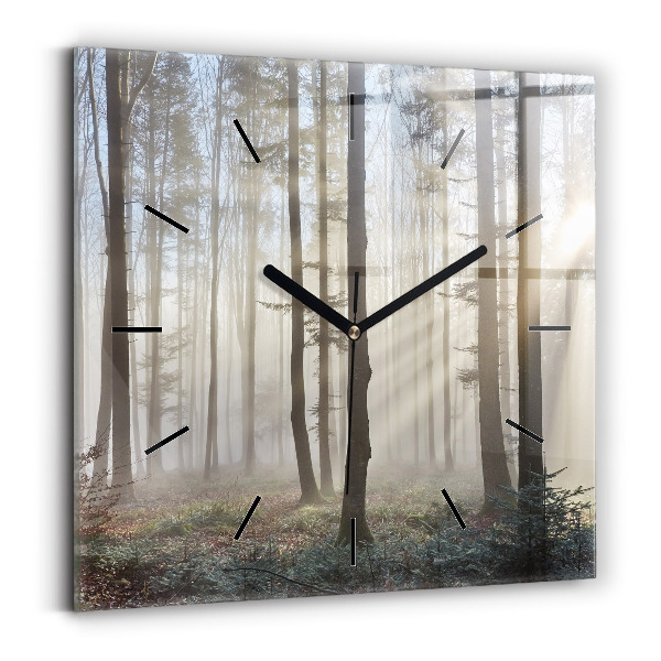 Orologio quadrato in vetro Foresta nella nebbia