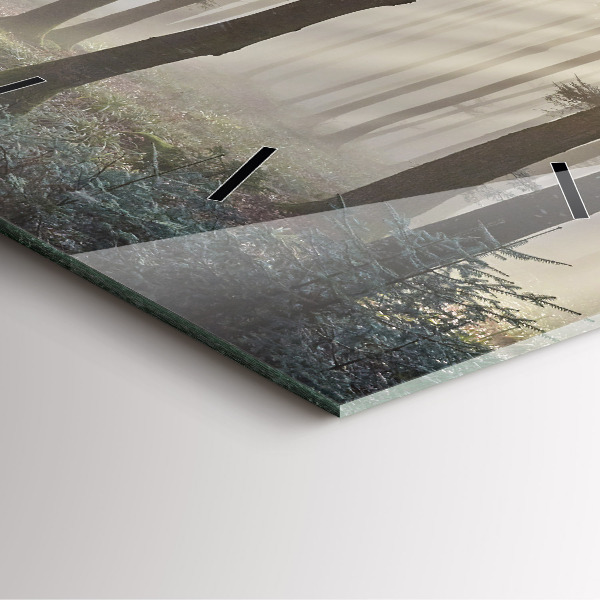 Orologio quadrato in vetro Foresta nella nebbia