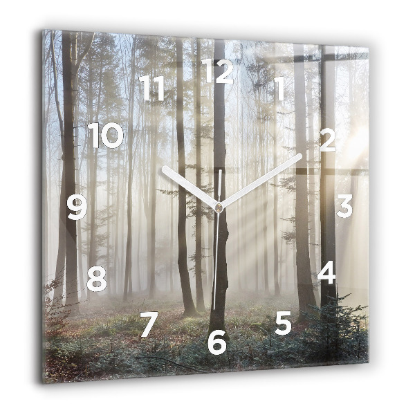 Orologio quadrato in vetro Foresta nella nebbia
