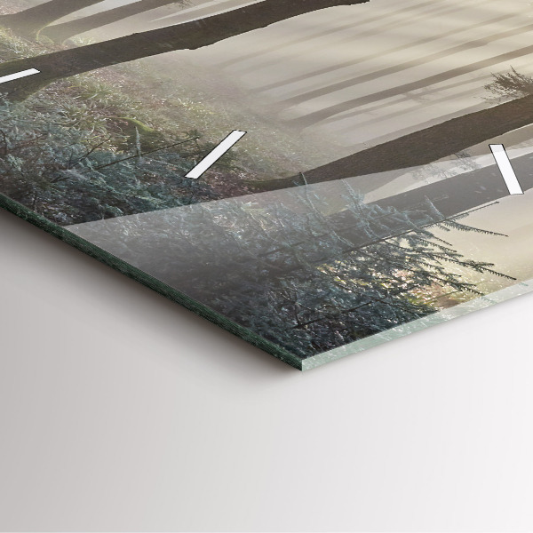 Orologio quadrato in vetro Foresta nella nebbia