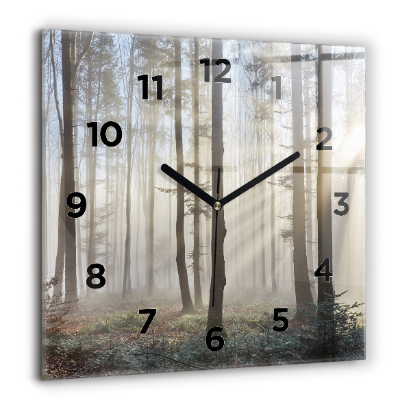 Orologio quadrato in vetro Foresta nella nebbia