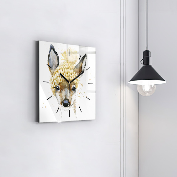 Orologio quadrato in vetro Un cervo