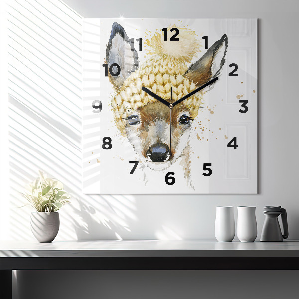 Orologio quadrato in vetro Un cervo