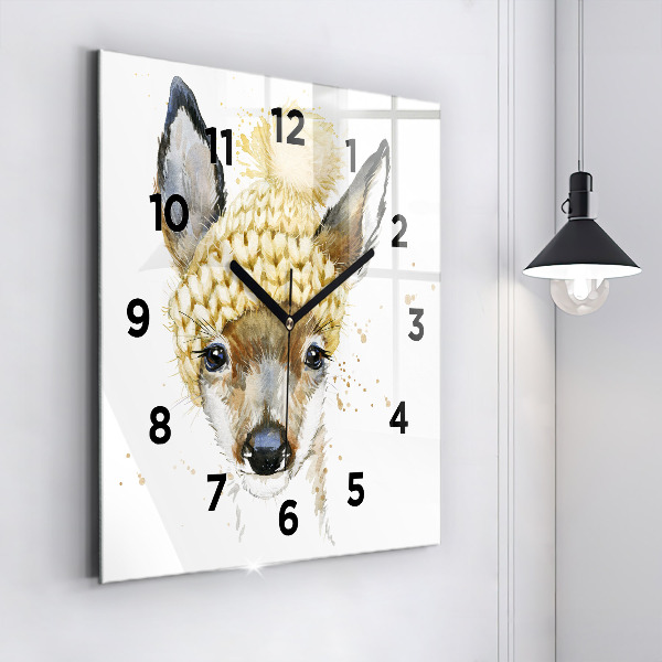 Orologio quadrato in vetro Un cervo