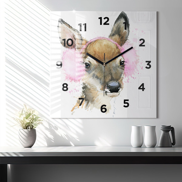 Orologio quadrato in vetro Cervo della foresta