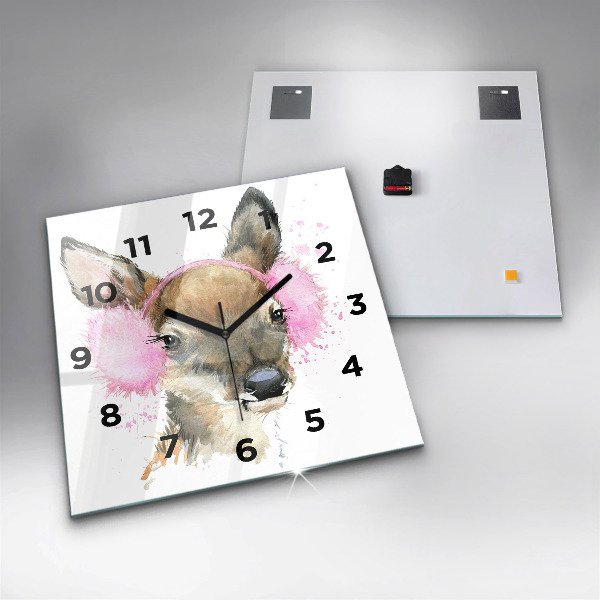 Orologio quadrato in vetro Cervo della foresta