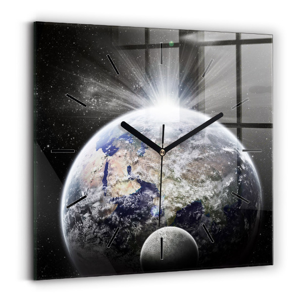 Orologio quadrato Terra Luna Sole