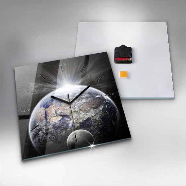 Orologio quadrato Terra Luna Sole