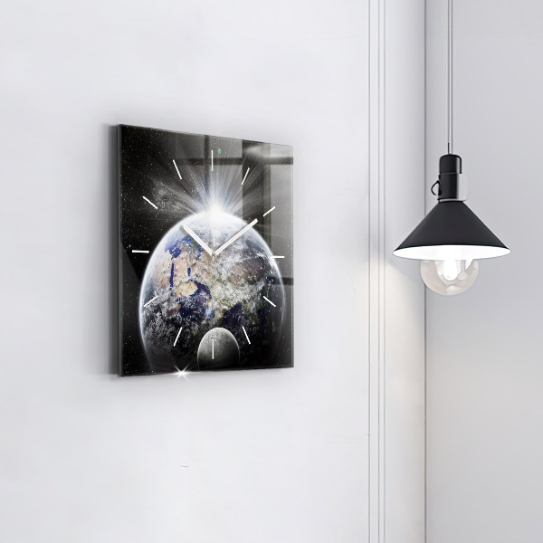 Orologio quadrato Terra Luna Sole