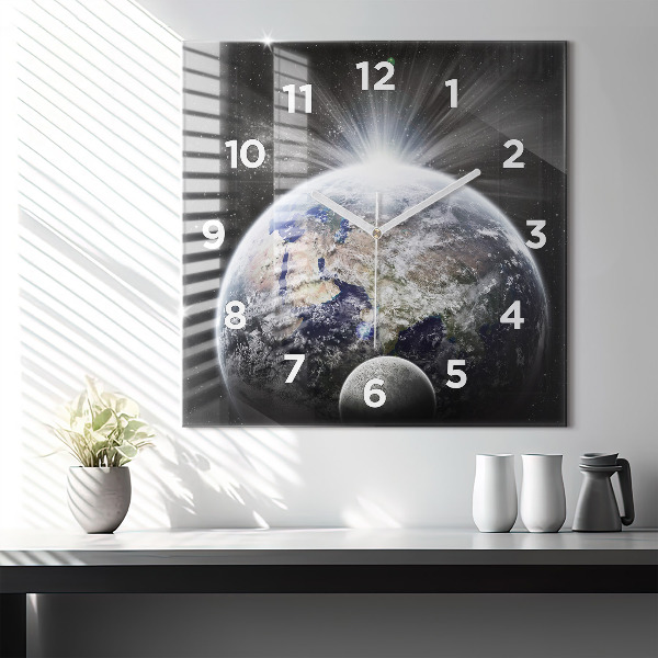 Orologio quadrato Terra Luna Sole
