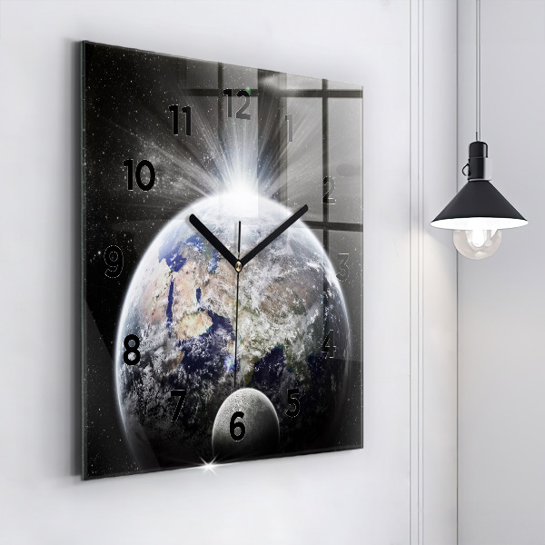 Orologio quadrato Terra Luna Sole