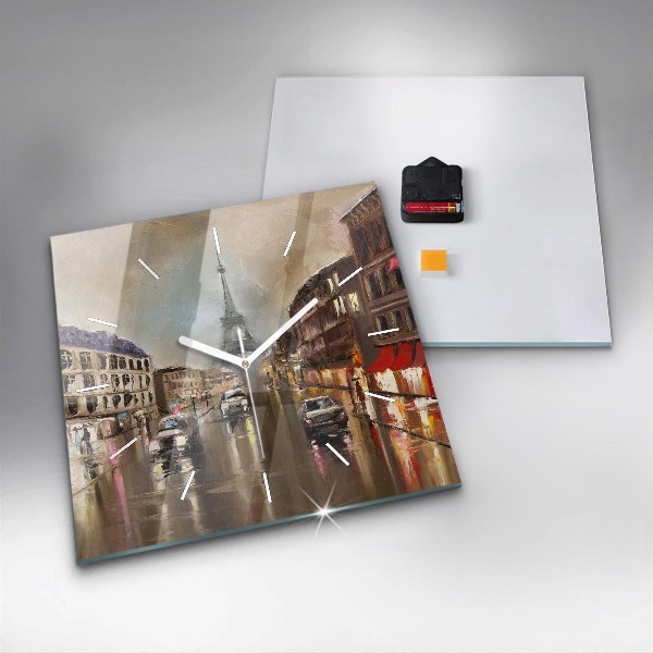 Orologio quadrato in vetro Architettura della città di Parigi