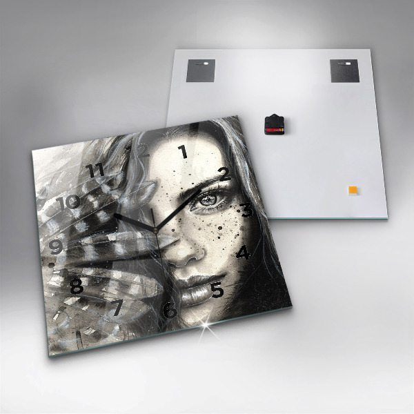 Orologio quadrato in vetro Ritratto dipinto