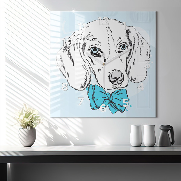 Orologio quadrato in vetro Cucciolo di cane