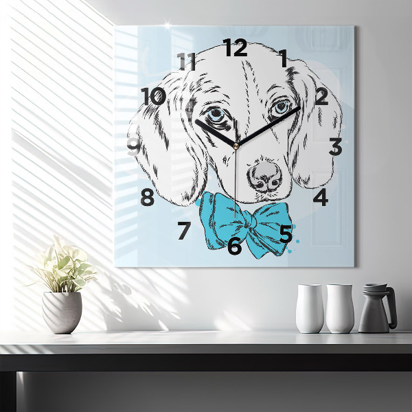 Orologio quadrato in vetro Cucciolo di cane