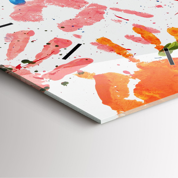 Orologio quadrato in vetro Impronte di mani di bambini