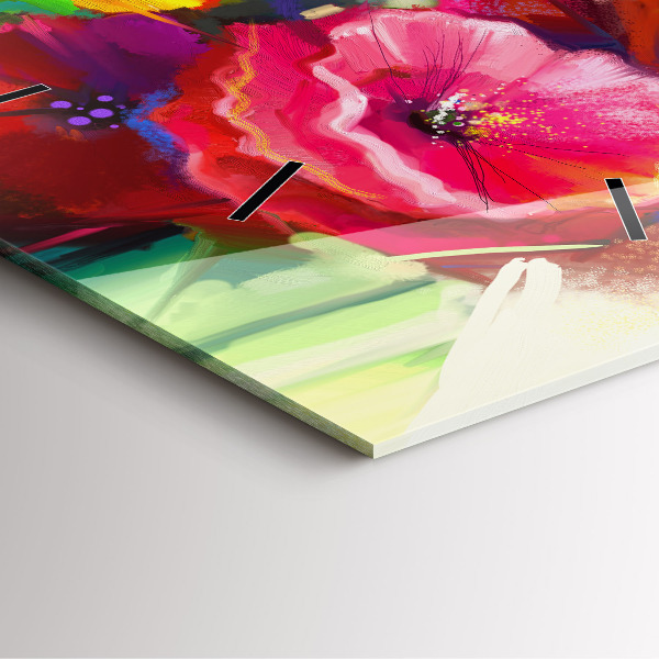 Orologio quadrato in vetro Papaveri colorati