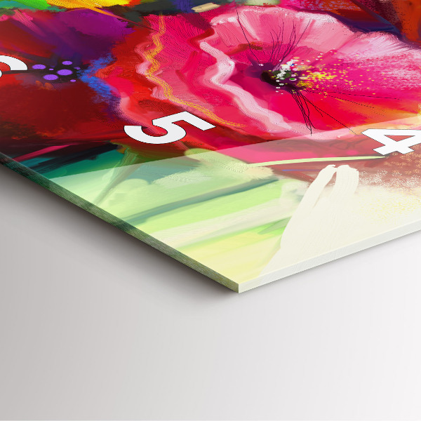 Orologio quadrato in vetro Papaveri colorati