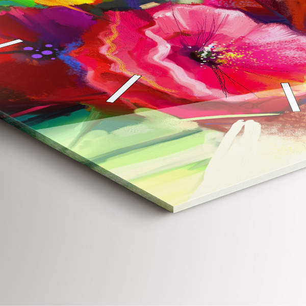 Orologio quadrato in vetro Papaveri colorati