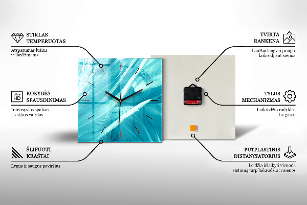 Orologio quadrato in vetro Cerchi astratti