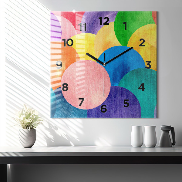 Orologio quadrato in vetro Cerchi astratti