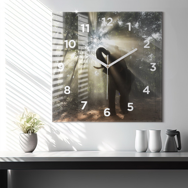 Orologio quadrato in vetro Elefante nella giungla