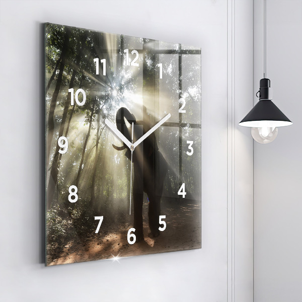Orologio quadrato in vetro Elefante nella giungla