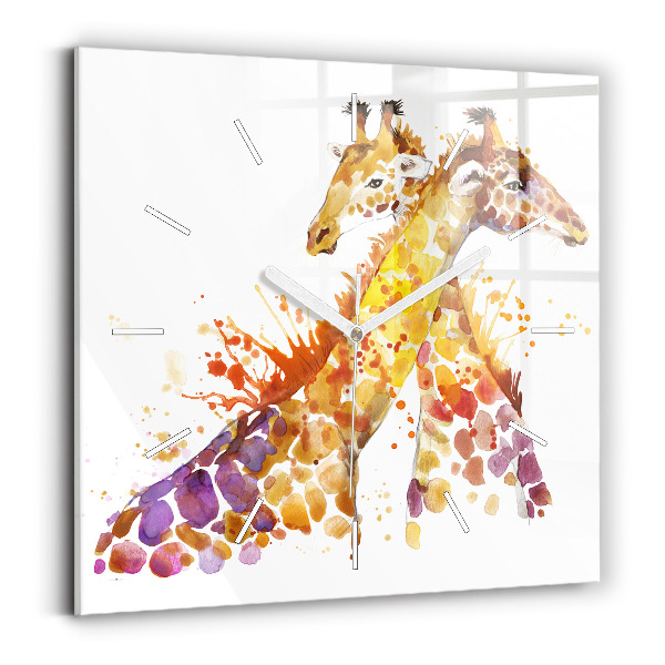 Orologio quadrato in vetro Giraffa - acquerello