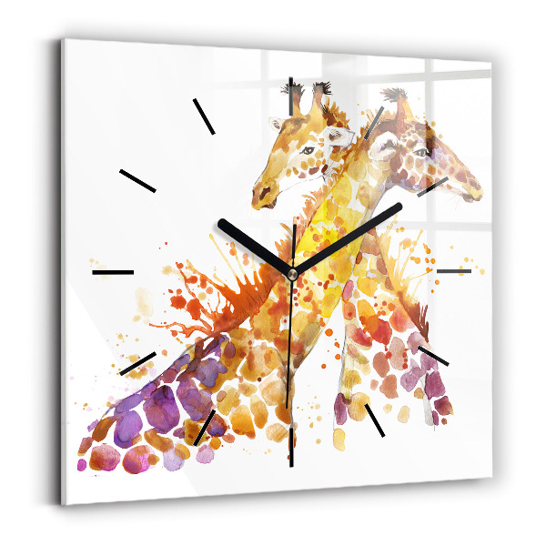 Orologio quadrato in vetro Giraffa - acquerello