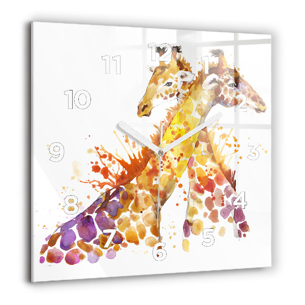 Orologio quadrato in vetro Giraffa - acquerello