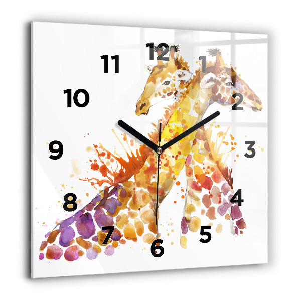 Orologio quadrato in vetro Giraffa - acquerello