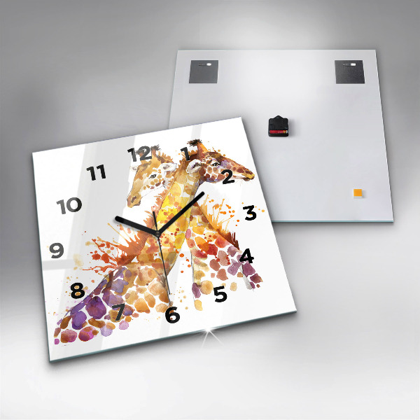 Orologio quadrato in vetro Giraffa - acquerello