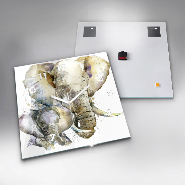 Orologio quadrato in vetro Animali dipinti elefanti
