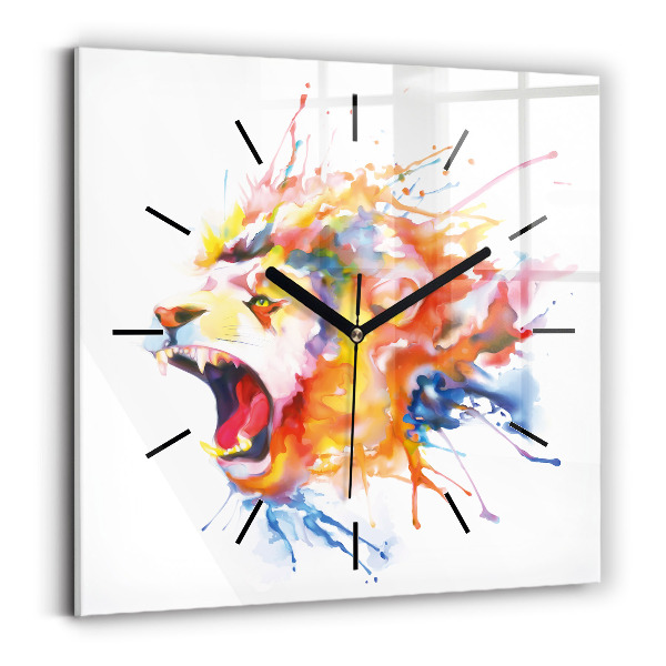 Orologio quadrato in vetro Leone - acquerello
