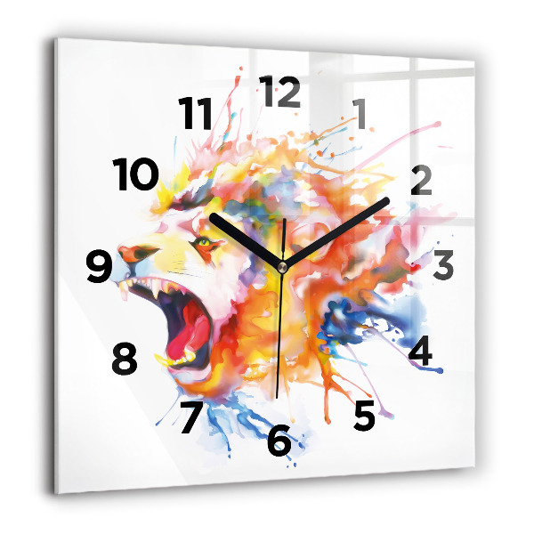 Orologio quadrato in vetro Leone - acquerello
