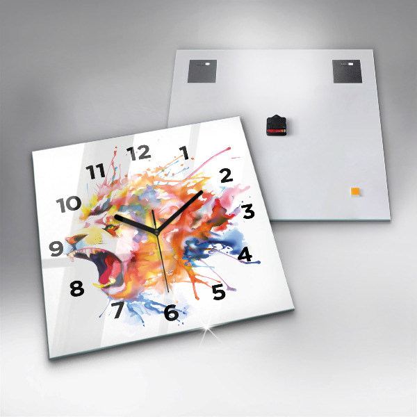 Orologio quadrato in vetro Leone - acquerello