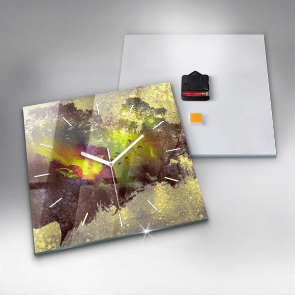 Orologio quadrato in vetro Donna nella foresta