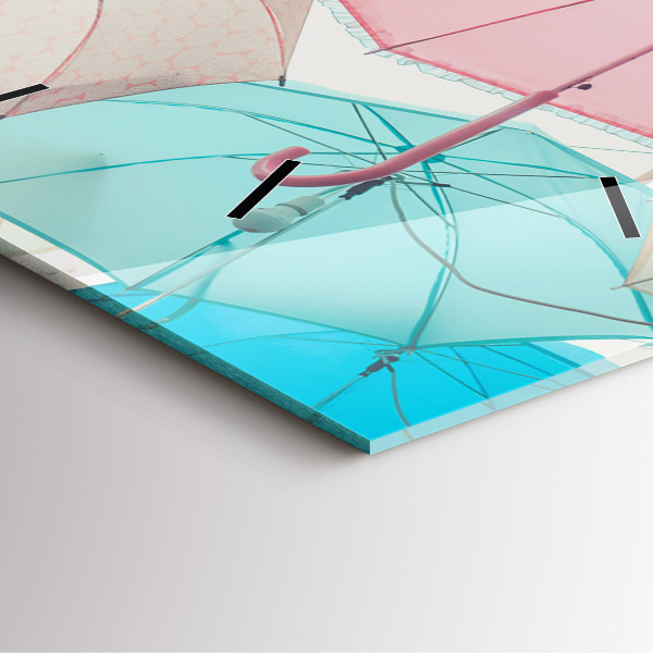 Orologio quadrato in vetro Ombrelli pastello