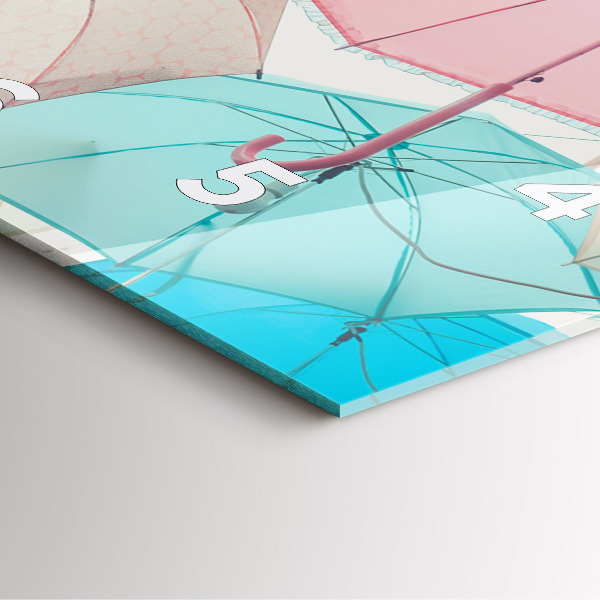 Orologio quadrato in vetro Ombrelli pastello