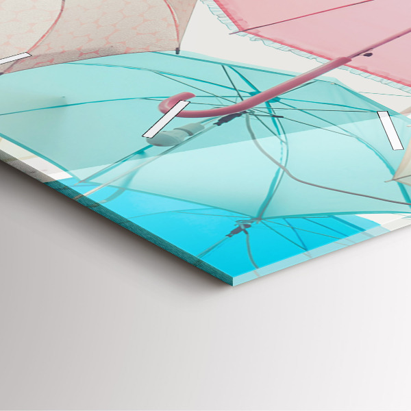 Orologio quadrato in vetro Ombrelli pastello