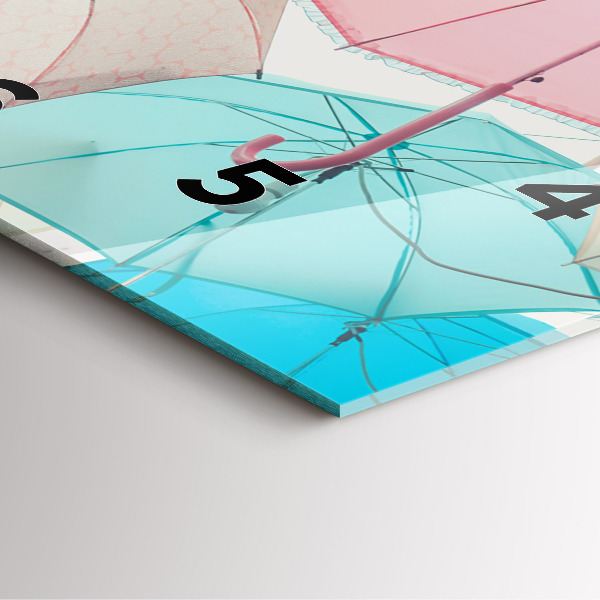 Orologio quadrato in vetro Ombrelli pastello