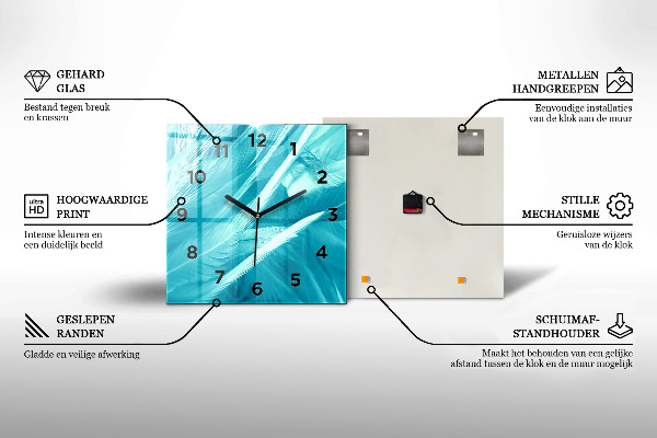 Orologio quadrato in vetro Ombrelli pastello