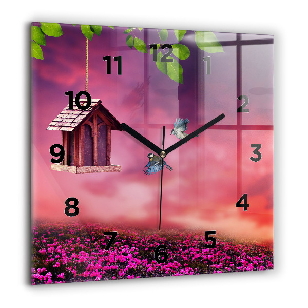 Orologio quadrato in vetro Casetta per uccelli