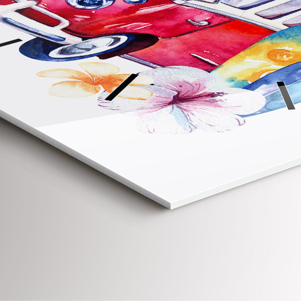 Orologio quadrato in vetro Cartello auto e surf