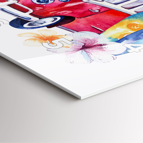 Orologio quadrato in vetro Cartello auto e surf