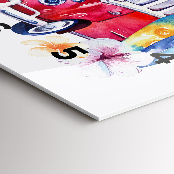 Orologio quadrato in vetro Cartello auto e surf