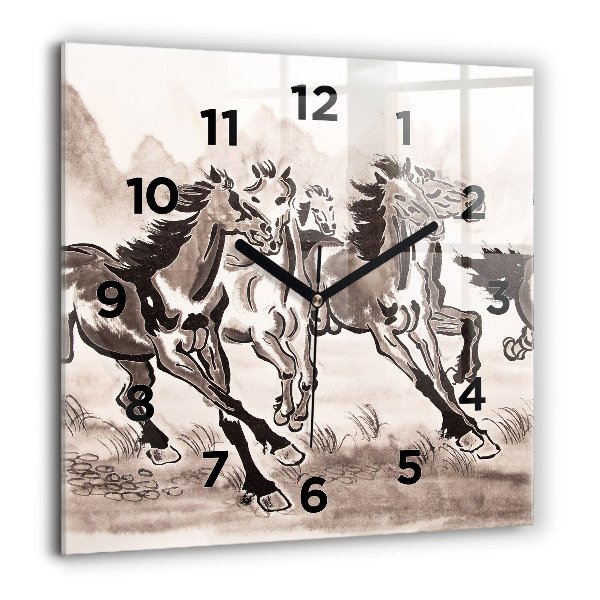 Orologio quadrato in vetro Cavalli al galoppo