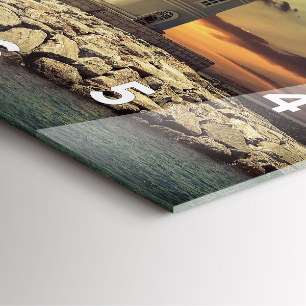 Orologio quadrato in vetro Faro sull'acqua