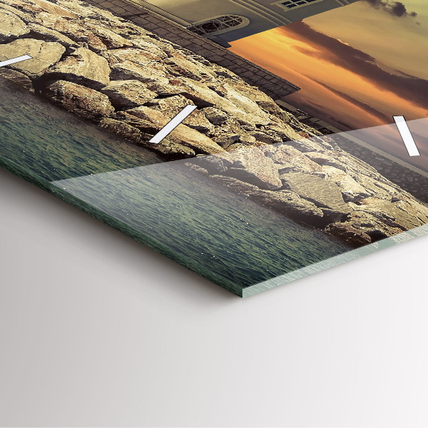 Orologio quadrato in vetro Faro sull'acqua