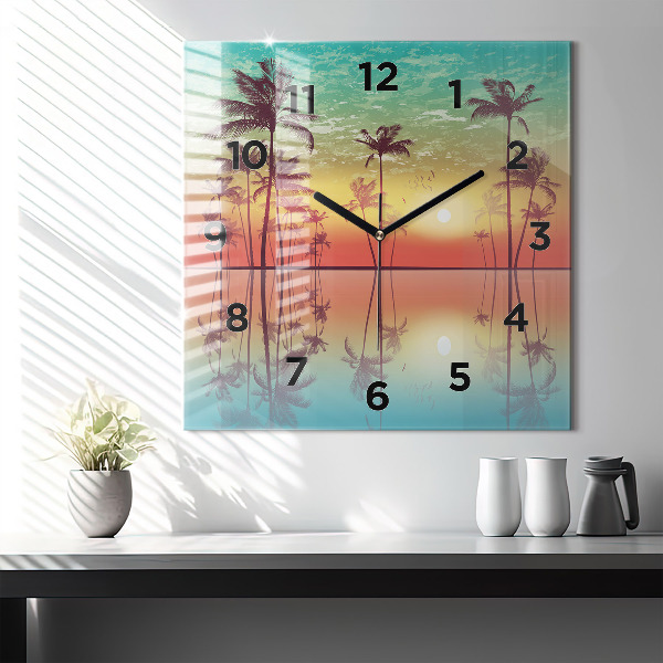 Orologio quadrato Palme tropicali